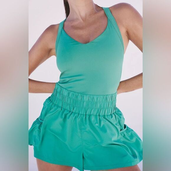 NWT  Free People Movement - Sport Green Get Your Flirt On Shortsie Large - Picture 2 of 11